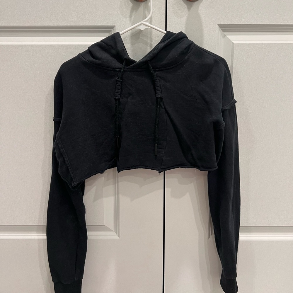 Gymshark legacy fitness super cropped hoodie - black